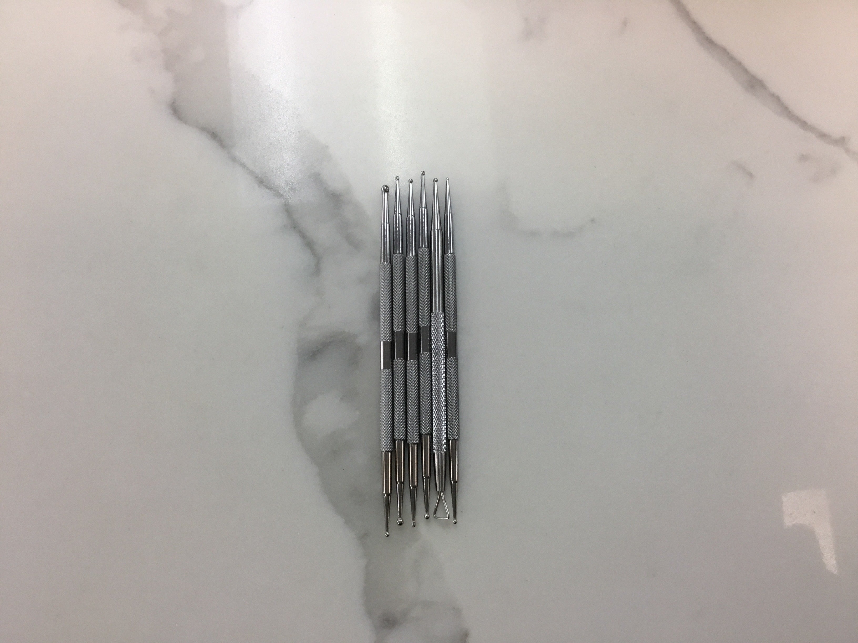 Silver 6 piece ball point stylus and loop set with mini case